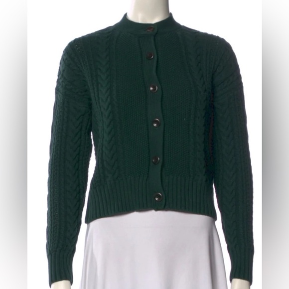 Alex Mill Nico Chunky Cotton cable knit Cardigan in Evergreen size Medium - Picture 8 of 13